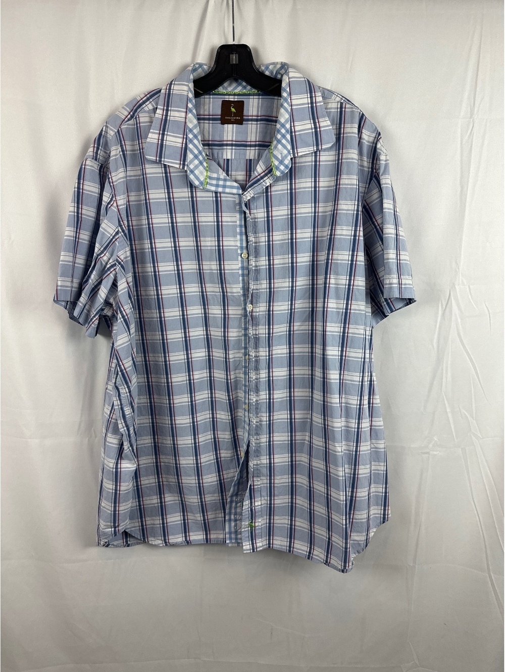 Tailorbyrd Men's 3XL Blue Plaid Short Sleeve Button-Up Shirt